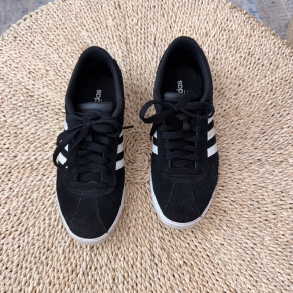 Adidas Black and White Suede Sneakers, 6